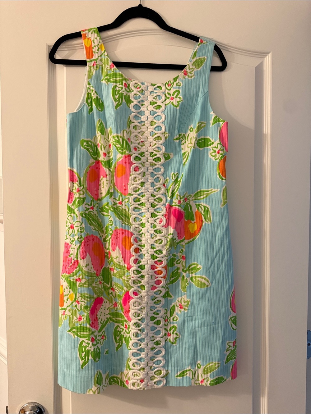Lilly Pulitzer Blue Floral Midi Dress with Pink & Orange Accents